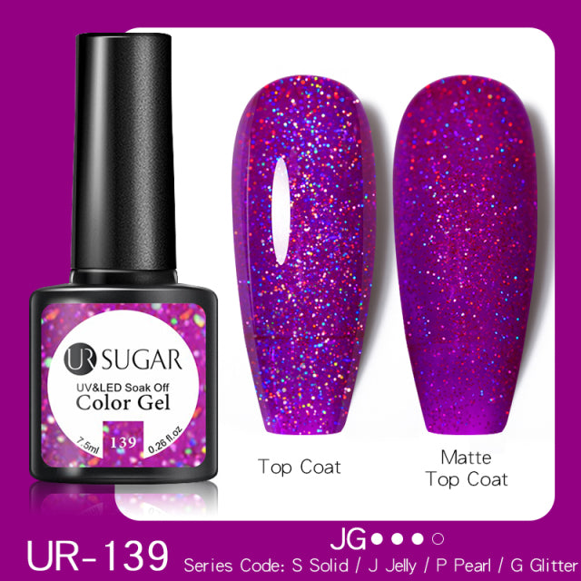 UR SUGAR 7.5ml Purple Color Gel Nail Polish Matte Top Coat Semi Permanent Soak Off Nail Art UV Gel Varnish All For Manicure
