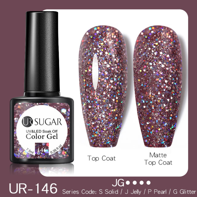 UR SUGAR 7.5ml Purple Color Gel Nail Polish Matte Top Coat Semi Permanent Soak Off Nail Art UV Gel Varnish All For Manicure
