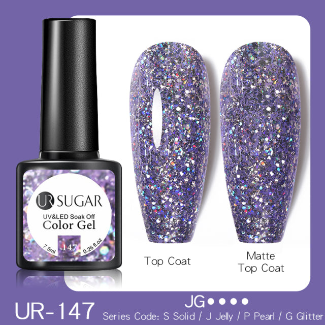 UR SUGAR 7.5ml Purple Color Gel Nail Polish Matte Top Coat Semi Permanent Soak Off Nail Art UV Gel Varnish All For Manicure