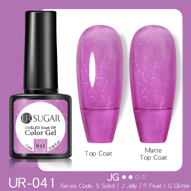 UR SUGAR 7.5ml Purple Color Gel Nail Polish Matte Top Coat Semi Permanent Soak Off Nail Art UV Gel Varnish All For Manicure