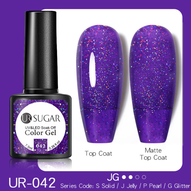 UR SUGAR 7.5ml Purple Color Gel Nail Polish Matte Top Coat Semi Permanent Soak Off Nail Art UV Gel Varnish All For Manicure