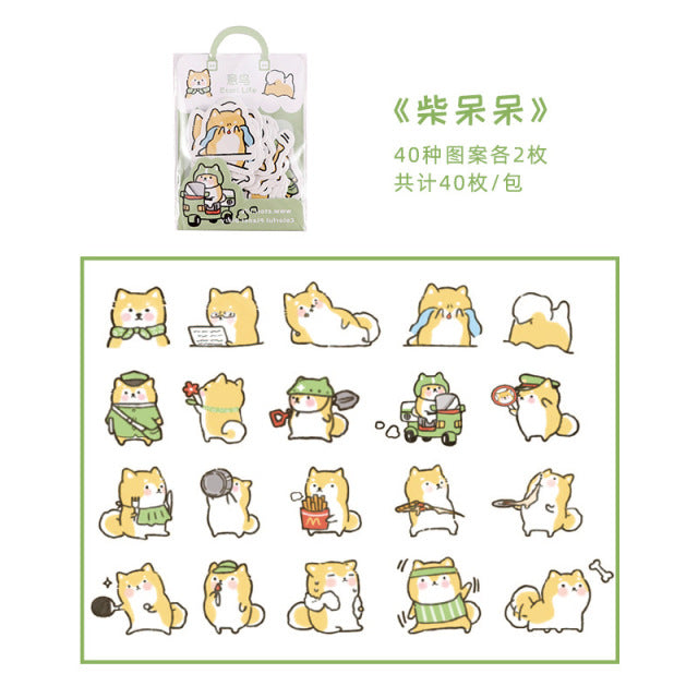 40 Pcs/lot Cute Kawaii Animal Paper Cat Box Stickers Calendar Diary Journaling Stationery