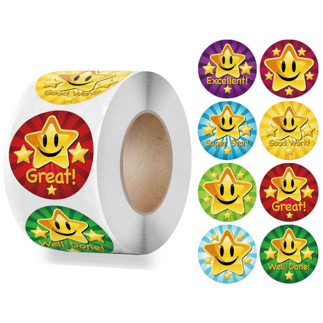 100-1000pcs Children Reward Stickers Creative School Supplies Reward Cute Star Sticker 2.5cm Circle Kids Toy Stickers