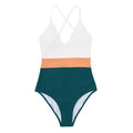CUPSHE Cross Block One-piece Swimsuit Women V-neck Backless Patchwork Monokini 2021 Girl Beach Adjustable Btahing Suits Swimwear