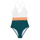 CUPSHE Cross Block One-piece Swimsuit Women V-neck Backless Patchwork Monokini 2021 Girl Beach Adjustable Btahing Suits Swimwear