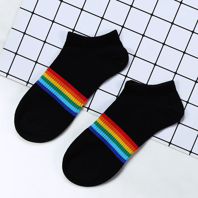 Fashion Socks Cotton Rainbow Stripes Christmas Gift Classic Warm Casual Tide Harajuku Funny Cute Pop Korean Socks For Women