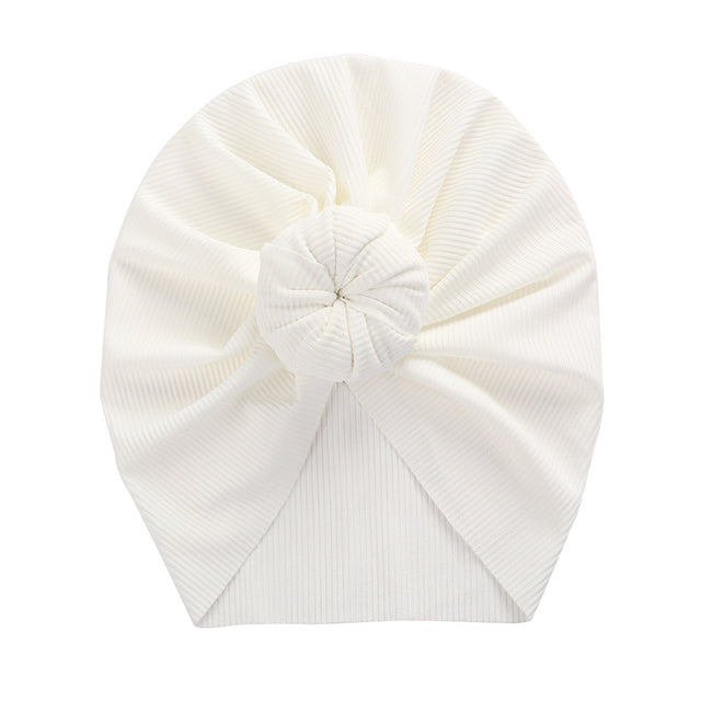 Solid Ribbed Bunny Knot Turban Hats for Baby Boys Girls Beanies Striped Thin Elastic Caps Bonnet Newborn Toddler 0-4T Headwraps