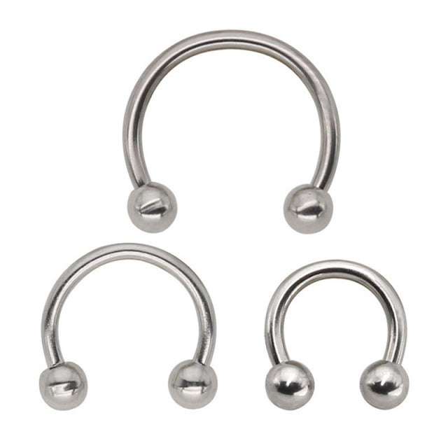 3pcs Stainless Steel Nose Hoop Ring Septum Lip Studs Cartilage Earrings Circular Tragus Ear Piercing Horseshoe Body Jewelry 16G