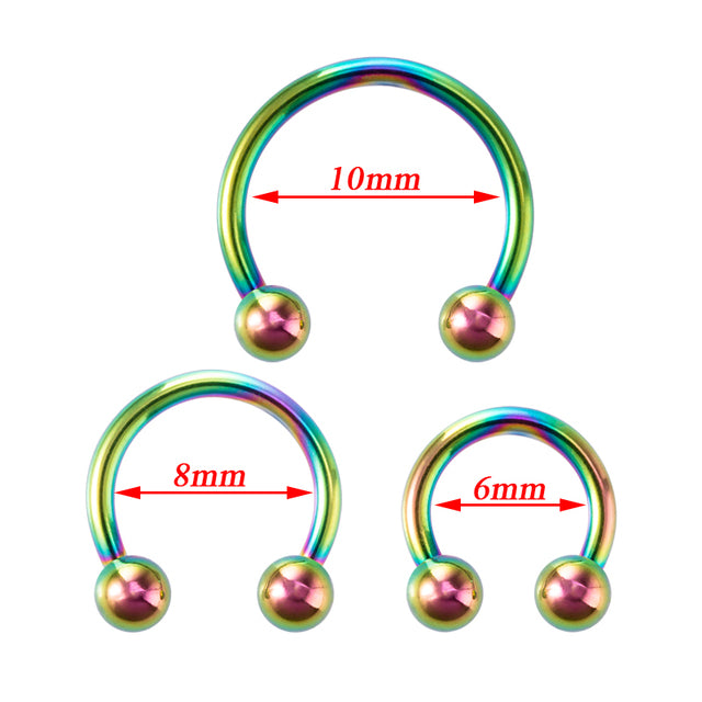 3pcs Stainless Steel Nose Hoop Ring Septum Lip Studs Cartilage Earrings Circular Tragus Ear Piercing Horseshoe Body Jewelry 16G