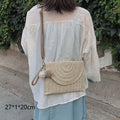 Round Straw Beach Bag Vintage Handmade Woven Shoulder Bag Raffia circle Rattan bags Bohemian Summer Vacation Casual Bags