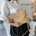 Round Straw Beach Bag Vintage Handmade Woven Shoulder Bag Raffia circle Rattan bags Bohemian Summer Vacation Casual Bags