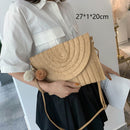 Round Straw Beach Bag Vintage Handmade Woven Shoulder Bag Raffia circle Rattan bags Bohemian Summer Vacation Casual Bags