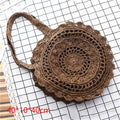 Round Straw Beach Bag Vintage Handmade Woven Shoulder Bag Raffia circle Rattan bags Bohemian Summer Vacation Casual Bags