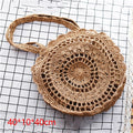 Round Straw Beach Bag Vintage Handmade Woven Shoulder Bag Raffia circle Rattan bags Bohemian Summer Vacation Casual Bags