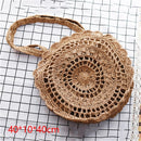 Round Straw Beach Bag Vintage Handmade Woven Shoulder Bag Raffia circle Rattan bags Bohemian Summer Vacation Casual Bags