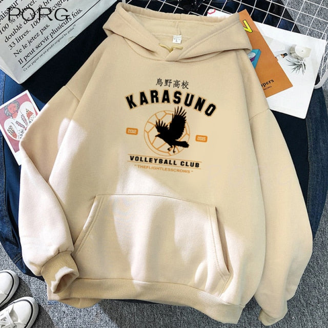 Japanese Anime Haikyuu Hoodies Men Funny Harajuku Streetwear Harajuku Karasuno Fly High Graphic Sweatshirts Unisex Tops Man