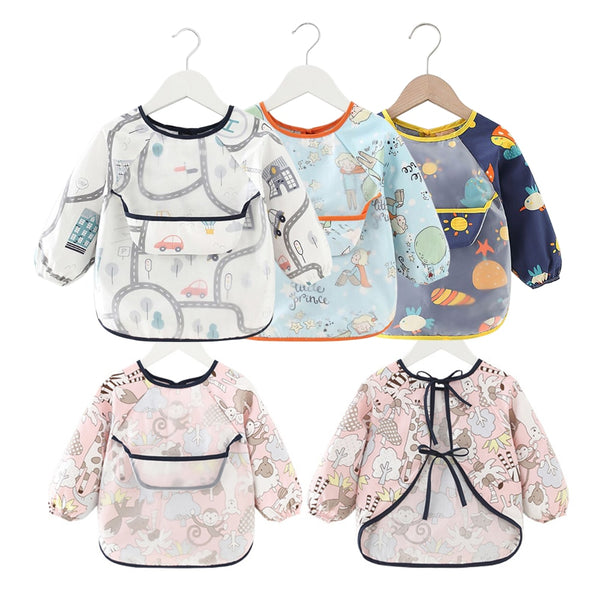 Baby Bib Waterproof Apron Long Sleeve Art Smock for Kids Baby Stuff Chest Protection Feeding Bibs