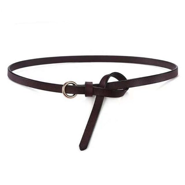 Adjustable PU Leather Ladies Dress Belts Skinny Thin Women Waist Belts Strap Gold Color Buckle Female Belts pasek damski