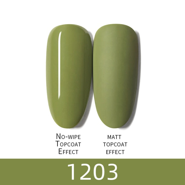 7ml HNUIXTop Coat UV Nail Polish Matte Color Gel Nail Polish Dissolvable Green Series Nail Paint Semi-Permanent Manicure Gel
