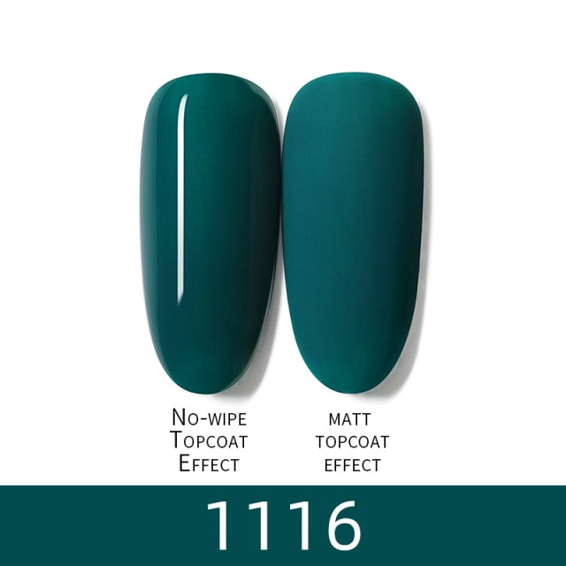 7ml HNUIXTop Coat UV Nail Polish Matte Color Gel Nail Polish Dissolvable Green Series Nail Paint Semi-Permanent Manicure Gel