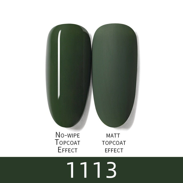 7ml HNUIXTop Coat UV Nail Polish Matte Color Gel Nail Polish Dissolvable Green Series Nail Paint Semi-Permanent Manicure Gel