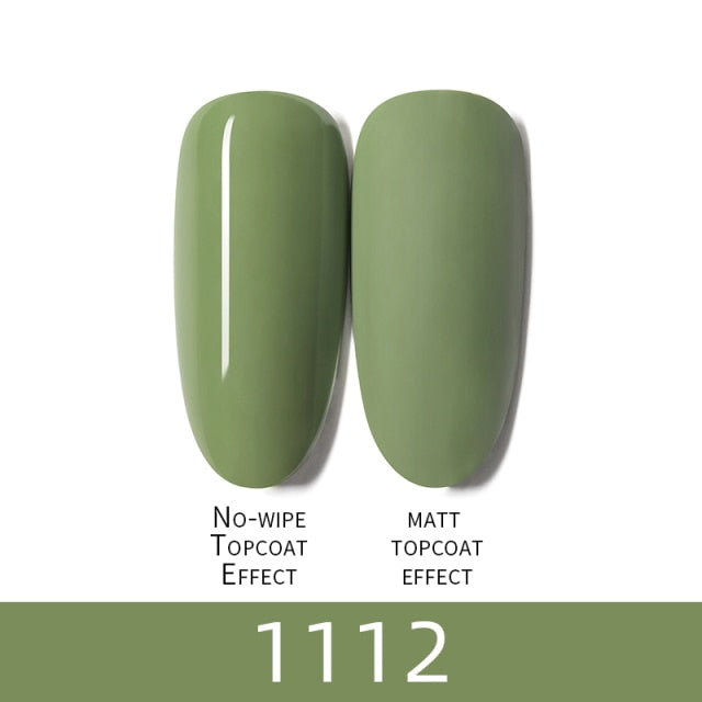 7ml HNUIXTop Coat UV Nail Polish Matte Color Gel Nail Polish Dissolvable Green Series Nail Paint Semi-Permanent Manicure Gel