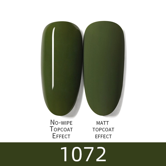 7ml HNUIXTop Coat UV Nail Polish Matte Color Gel Nail Polish Dissolvable Green Series Nail Paint Semi-Permanent Manicure Gel