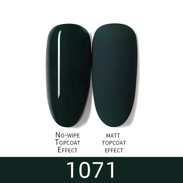 7ml HNUIXTop Coat UV Nail Polish Matte Color Gel Nail Polish Dissolvable Green Series Nail Paint Semi-Permanent Manicure Gel