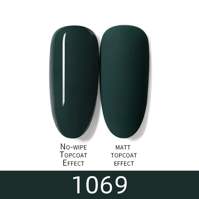 7ml HNUIXTop Coat UV Nail Polish Matte Color Gel Nail Polish Dissolvable Green Series Nail Paint Semi-Permanent Manicure Gel