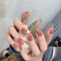 24pc Black Border Wear Long Paragraph Fashion Manicure Patch False Nail Full Cover Wearable Coffin Fake Nail Matte Ballerina Art