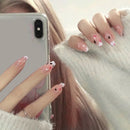 24pc Black Border Wear Long Paragraph Fashion Manicure Patch False Nail Full Cover Wearable Coffin Fake Nail Matte Ballerina Art