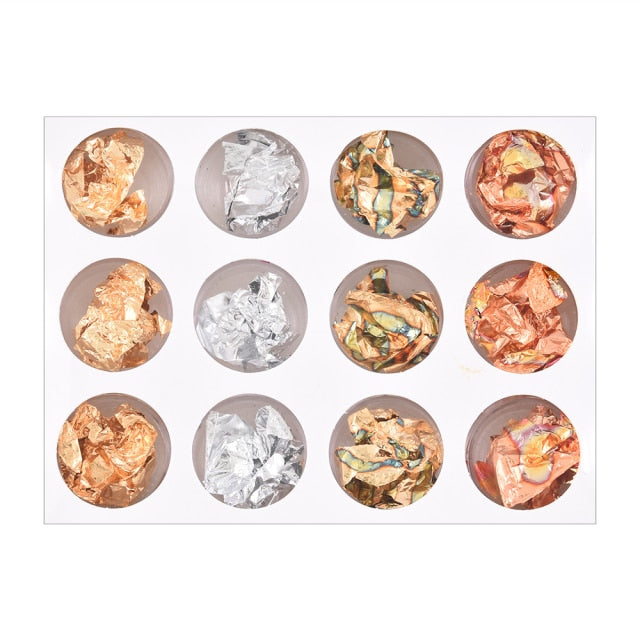 Nail Art Shiny Foil Leaf Gold Flakes Chunky Glitter Body Decor Makeup Art Decor New Year's Stickers Paper for Nails DIY Design