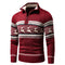 Men 2021 Autumn New Casual Jacquard Half Zip Polo Sweater Cardigan Jacket Men Winter Long Sleeve Mock Neck Sweater Pullover Men