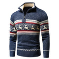 Men 2021 Autumn New Casual Jacquard Half Zip Polo Sweater Cardigan Jacket Men Winter Long Sleeve Mock Neck Sweater Pullover Men