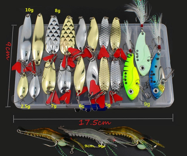 Kit Fishing Lures Set Hard Artificial Wobblers Metal Jig Spoons Soft Lure Fishing Silicone Bait Fishing Tackle Accessories Pesca