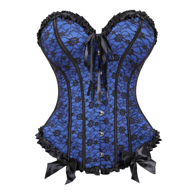 Sexy Women Bustier Lace Up Corset Top Corset Boned Waist Trainer Lingerie Overbust Corsets Body Shaper Plus Size
