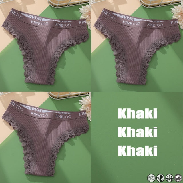 3PCS/Set Cotton Panties Brazilian Style Women Underwear Lace Sexy Lingerie for Female Underpants Thong Panties Briefs Intimates