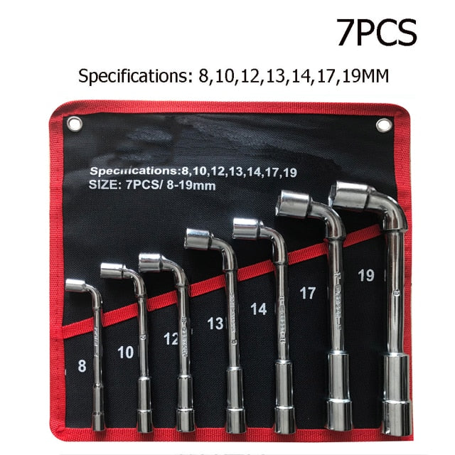 Car Repair,L Type Socket Wrench Set,High Carbon Steel L Spanner Keys,with Pouch Pack Pipe,Perforation Elbow Spanner Hand Tool .