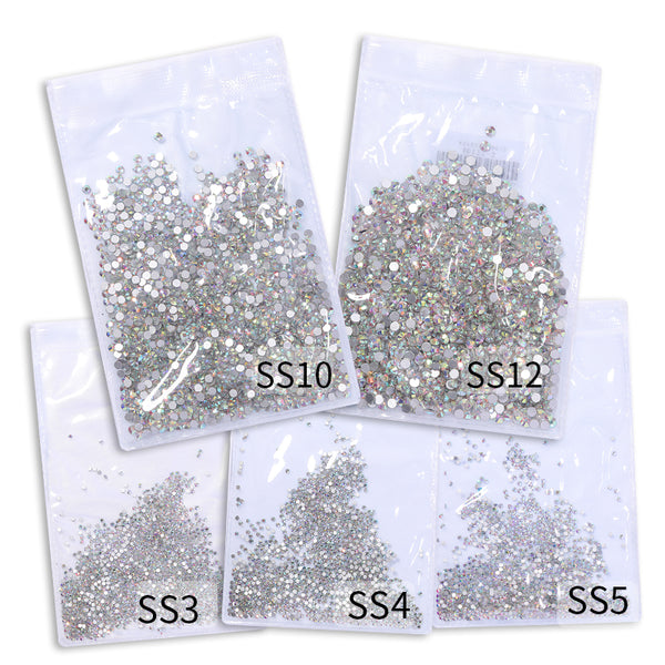 Clear Crystals AB Gold Sliver Mix Sizes Glass 3D Nail Art Rhinestones Beads Manicures For Nails Art Decorations DIY