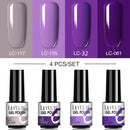 LILYCUTE 2/4/6 Pcs Gel Nail Polish Set 136Color Glitter Semi Permanent Hybrid Gel Varnish Base Top Coat Soak Off UV LED Nail Art