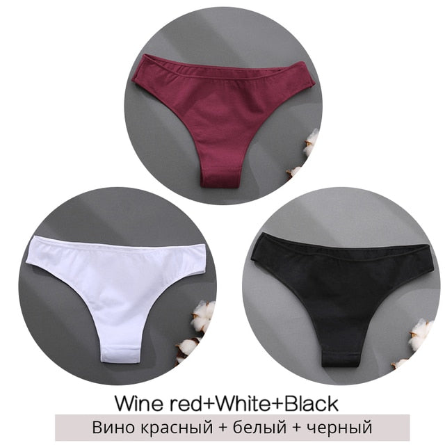 3PCS/Set Cotton Underwear Women M-2XL Comfortable Panties Ladies Plus Size Underpants Solid Color Briefs Female Lingerie