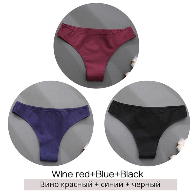 3PCS/Set Cotton Underwear Women M-2XL Comfortable Panties Ladies Plus Size Underpants Solid Color Briefs Female Lingerie