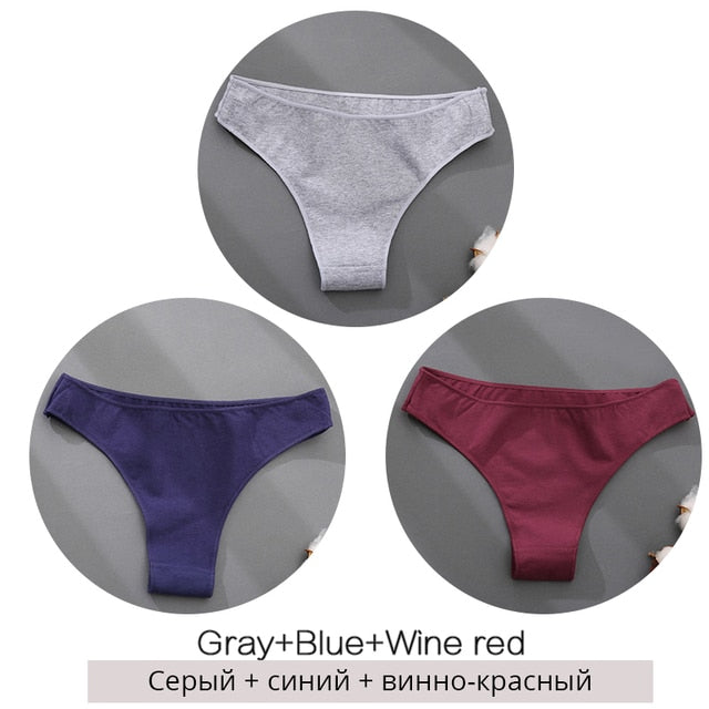 3PCS/Set Cotton Underwear Women M-2XL Comfortable Panties Ladies Plus Size Underpants Solid Color Briefs Female Lingerie