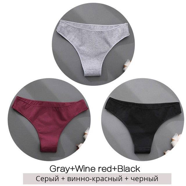 3PCS/Set Cotton Underwear Women M-2XL Comfortable Panties Ladies Plus Size Underpants Solid Color Briefs Female Lingerie