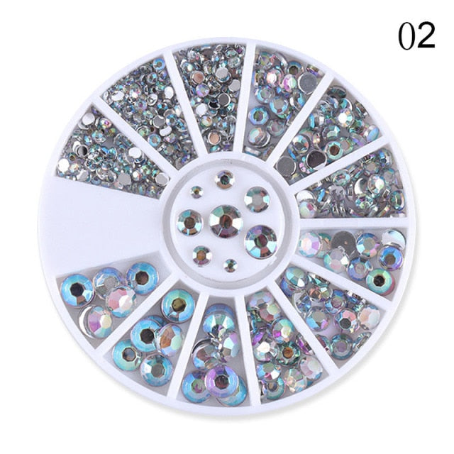 1box DIY Nail Art Wheel Tips Crystal Glitter Rhinestone 3D Nail Art Decoration  AB Color Acrylic Diamond Drill alien