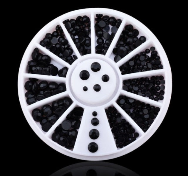 1box DIY Nail Art Wheel Tips Crystal Glitter Rhinestone 3D Nail Art Decoration  AB Color Acrylic Diamond Drill alien