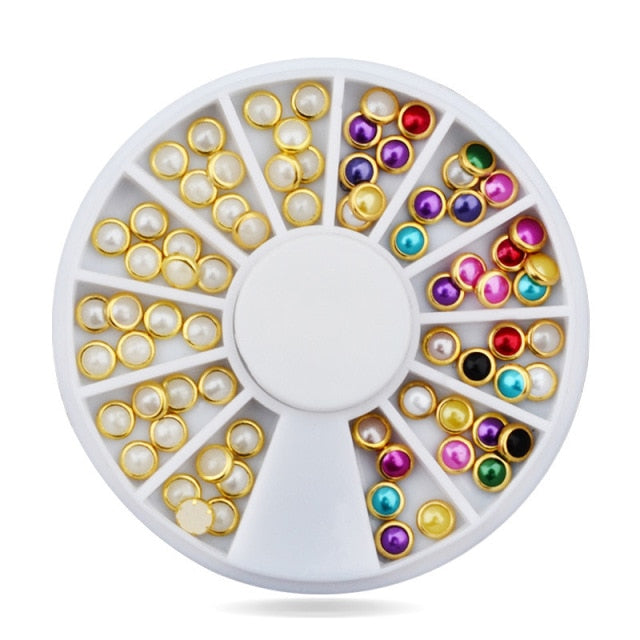 1box DIY Nail Art Wheel Tips Crystal Glitter Rhinestone 3D Nail Art Decoration  AB Color Acrylic Diamond Drill alien