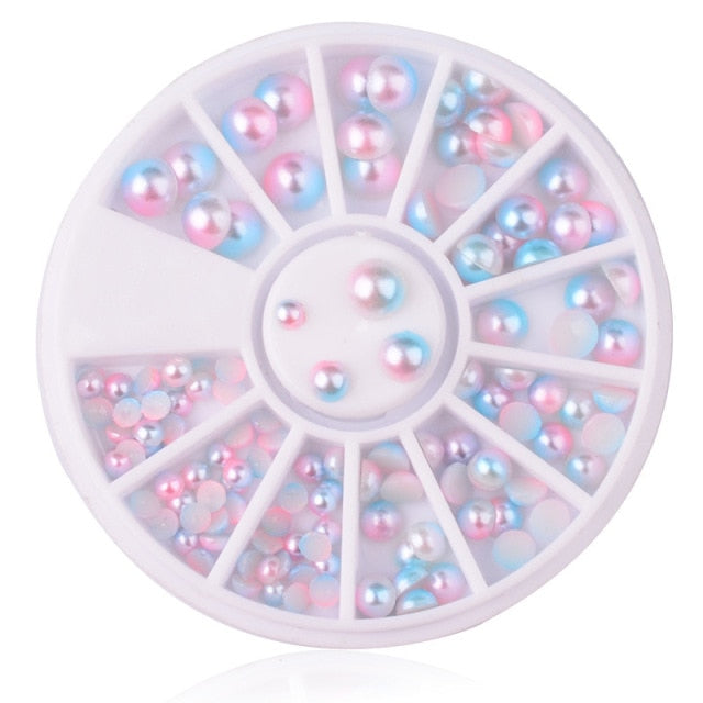 1box DIY Nail Art Wheel Tips Crystal Glitter Rhinestone 3D Nail Art Decoration  AB Color Acrylic Diamond Drill alien