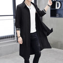 Men's mid-length windbreaker jacket and over-the-knee coat Chinese style men's road robe cardigan with sleeves and Hanfu gown
