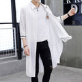 Men's mid-length windbreaker jacket and over-the-knee coat Chinese style men's road robe cardigan with sleeves and Hanfu gown